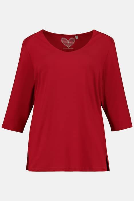 T-shirt avec col en V et manches 3/4 - doublé sur le devant