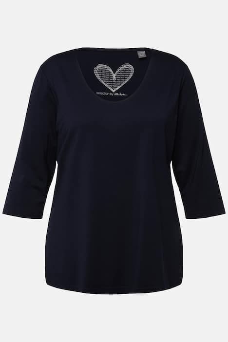 T-shirt avec col en V et manches 3/4 - doublé sur le devant