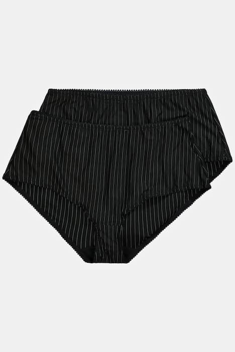 Lot de 2 culottes midi, fines rayures, modèle moyennement échancré