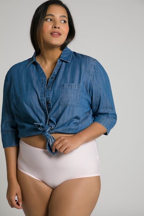 Lot de 2 culottes midi, fines rayures, modèle moyennement échancré