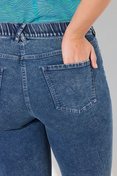 Corsaire Sarah. Molleton aspect jean. Passants pour ceinture