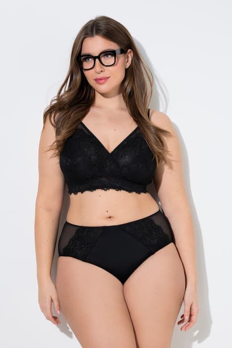 Culotte midi avec empiècement en dentelle, liseré fantaisie