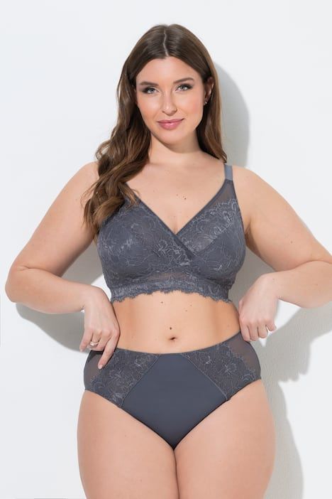 Culotte midi avec empiècement en dentelle, liseré fantaisie