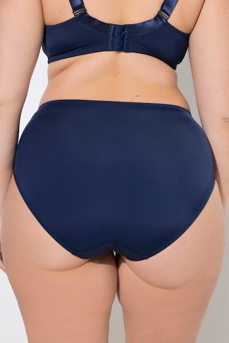 Culotte midi en microfibre, empiècement en dentelle deux tons