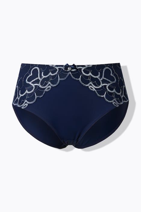 Culotte midi en microfibre, empiècement en dentelle deux tons