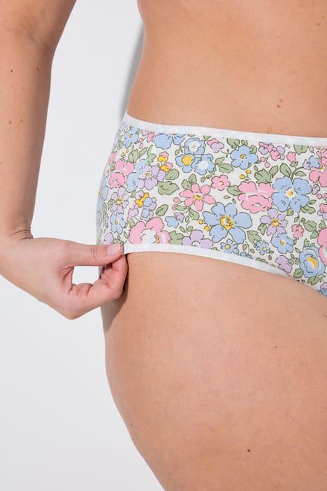 Culottes midi en lot de 5, motif fleurs/uni