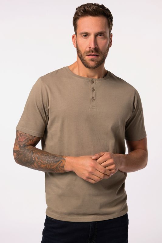 T-shirt Henley, collection Basic. Manches courtes et patte de boutonnage