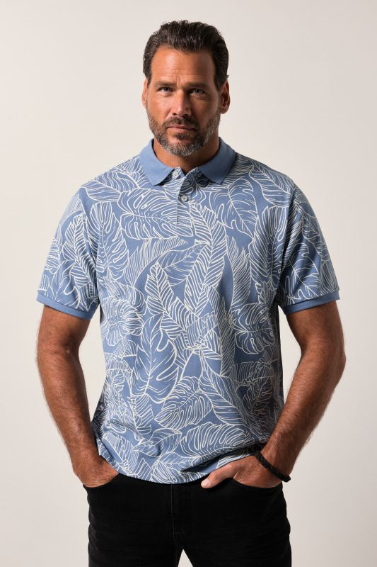 Polo JP 1880 en piqué, manches courtes et imprimé all-over - jusqu'au 8 XL