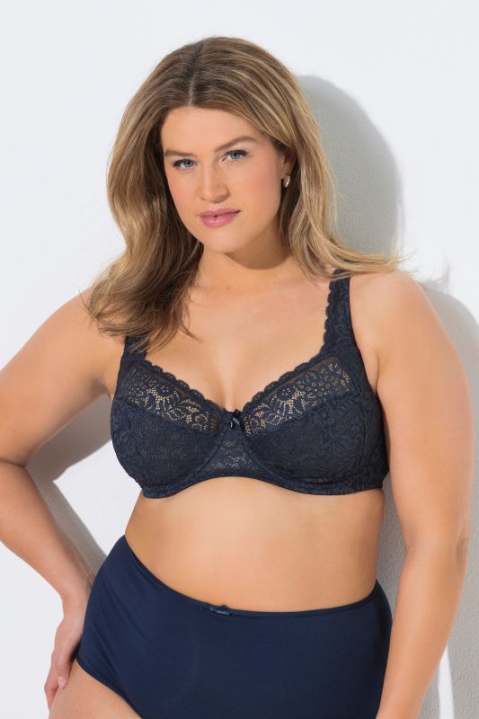 Soutien-gorge à armatures, dentelle florale, entièrement confectionné en dentelle, bonnet C-E