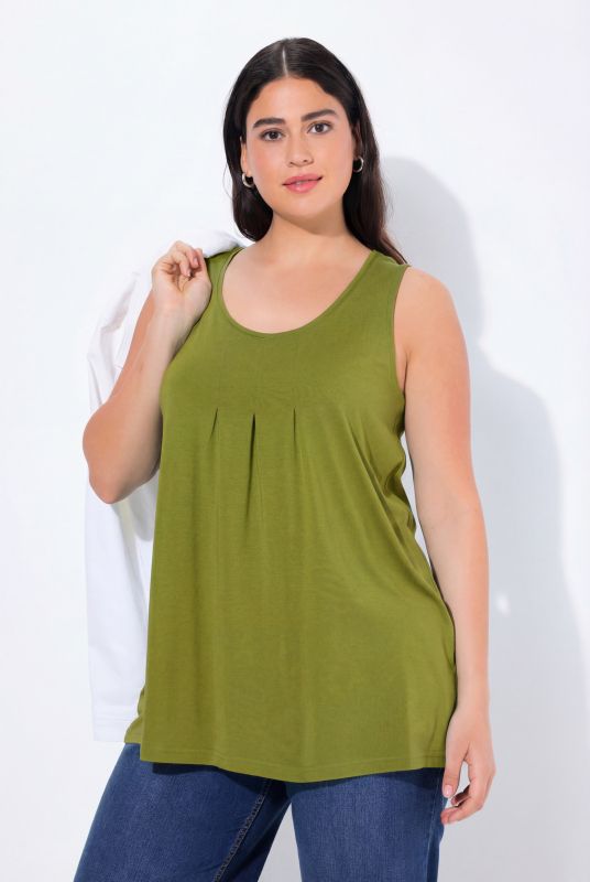 Débardeur en modal à jolis plis creux. Coupe évasée, encolure ronde et larges bretelles