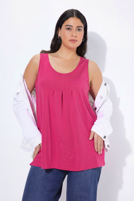 Débardeur en modal à jolis plis creux. Coupe évasée, encolure ronde et larges bretelles