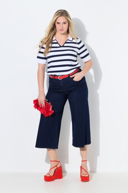 Jupe-culotte en jean. Coupe Marlene à jambe large et longueur au mollet