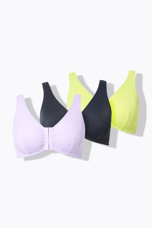 Brassières en microfibre, lot de 3. Fermeture sur le devant