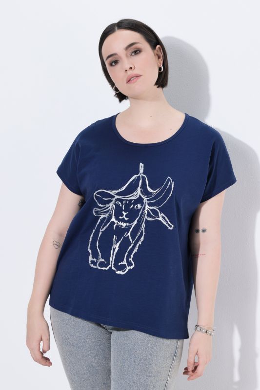 T-shirt oversize à imprimé animal métallisé, col rond et manches courtes