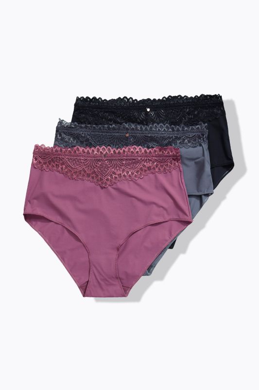 Lot de 3 culottes maxi TruYou, microfibre, dentelle à la taille