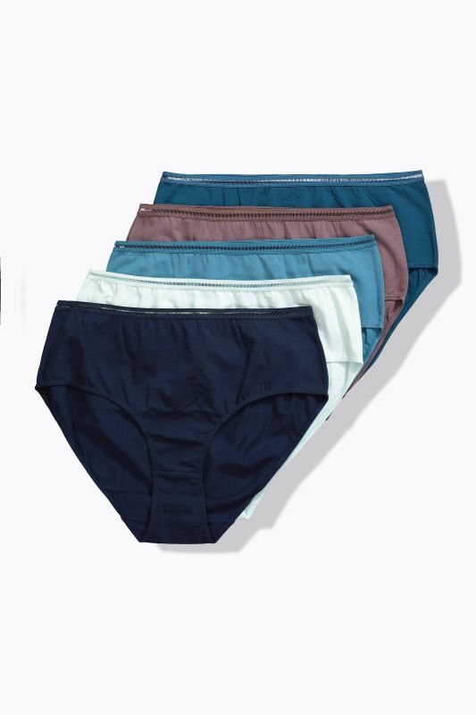 Culottes, lot de 5, bordure en dentelle au crochet au niveau de la ceinture