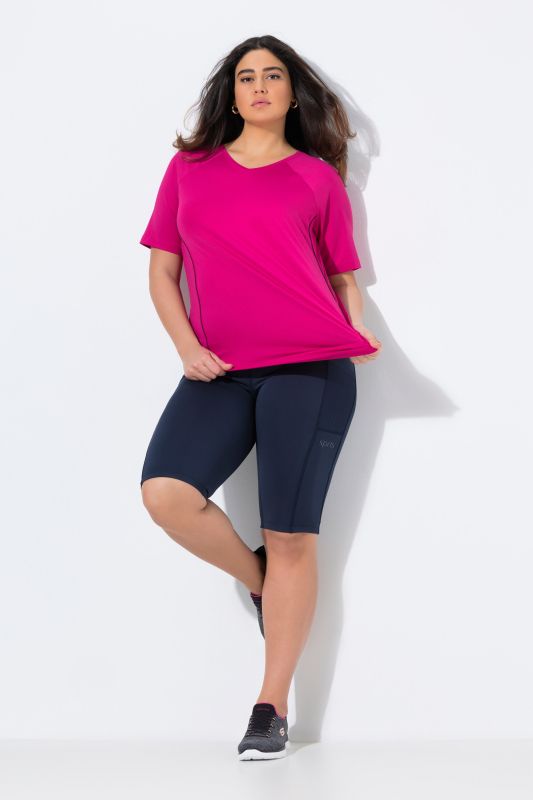 Legging court en matière recyclée, taille élastique et poche en mesh