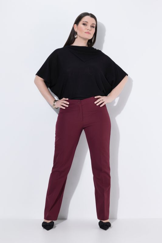 Pantalon en tissu stretch, taille élastique et jambe droite