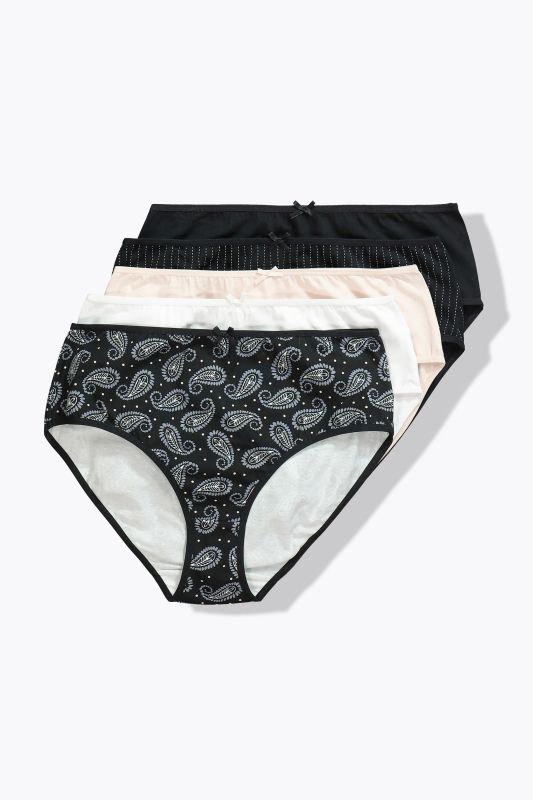 Lot de 5 culottes midi, cachemire / fines rayures / couleur unie