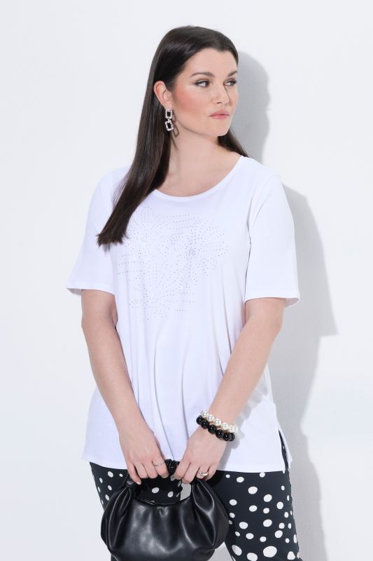 T-shirt en coton Pima, décolleté rond et manches courtes, coupe évasée