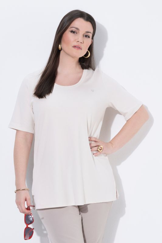 T-shirt en coton Pima, cœur sur le buste, décolleté rond et manches courtes, coupe évasée