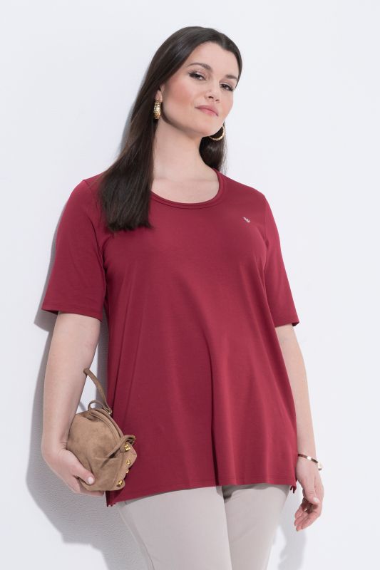 T-shirt en coton Pima, cœur sur le buste, décolleté rond et manches courtes, coupe évasée