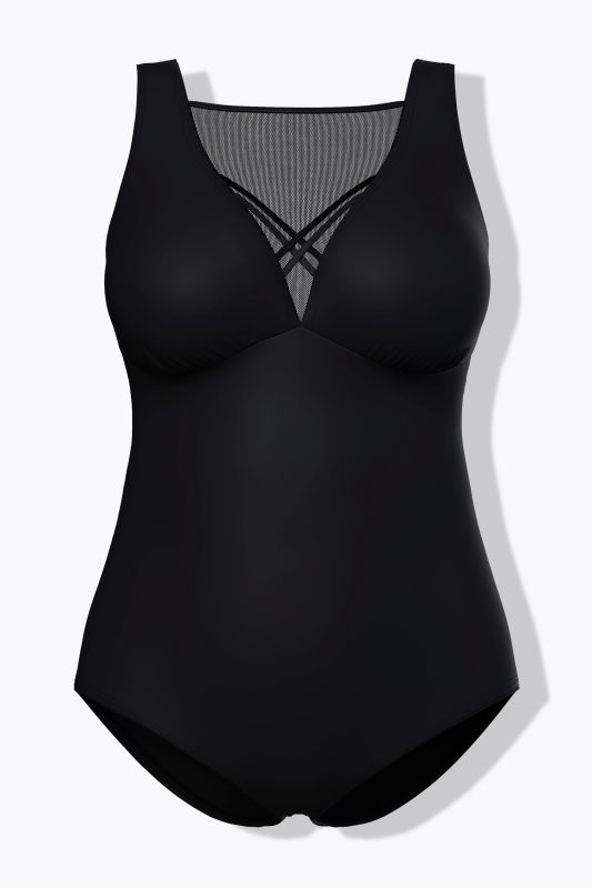 Maillot de bain avec bonnets souples, cordons fantaisie et doublure en mesh, matière recyclée.
