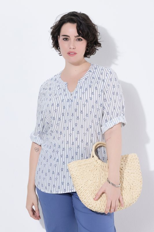 Tunique imprimée, décolleté rond et manches 3/4