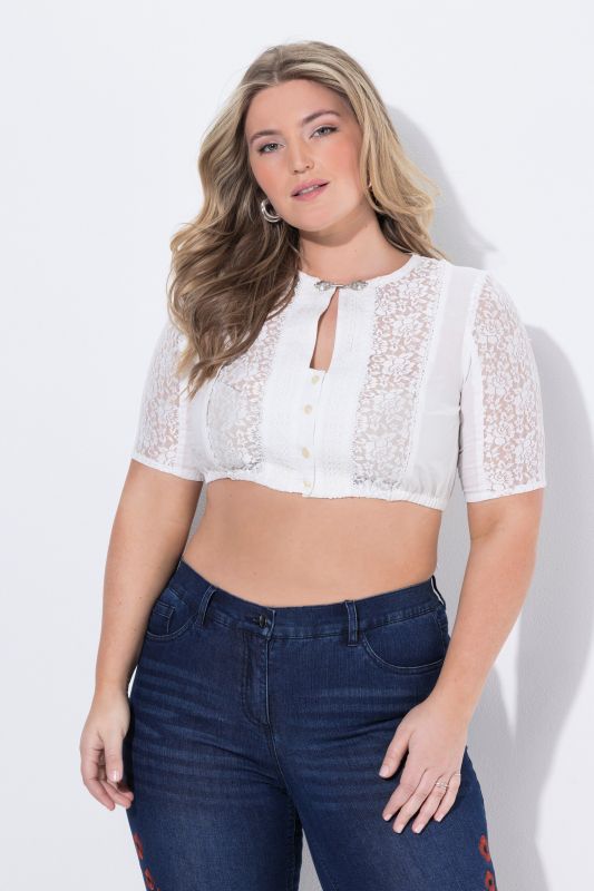 Chemisier traditionnel Dirndl en dentelle, décolleté rond et manches courtes