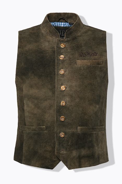 Gilet traditionnel JP 1880, en cuir suédé de chèvre, col Mao - jusqu'au 72