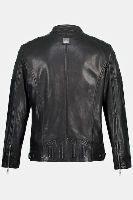 Veste motard en cuir nappa d'agneau haut de gamme, épaules matelassées