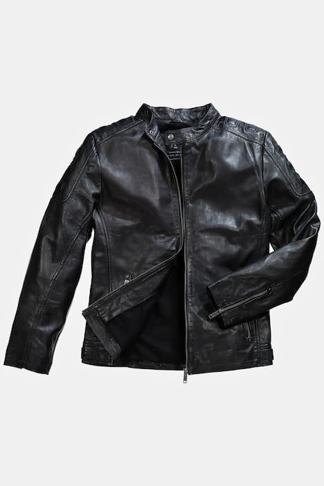 Veste motard en cuir nappa d'agneau haut de gamme, épaules matelassées