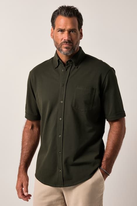 Chemise en maille piquée JP1880 coupe Modern, avec technologie FLEXNAMIC®, manches courtes et col à pointes boutonnées