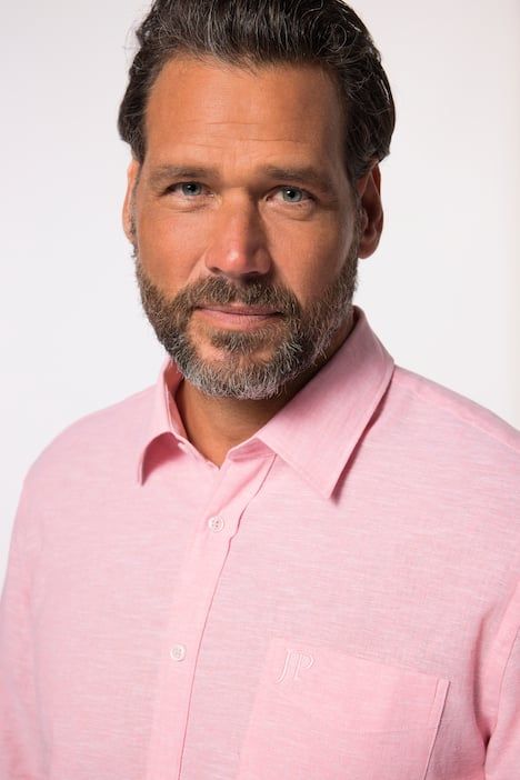 Chemise en lin mélangé JP 1880, manches longues et col Kent, coupe Modern Fit - jusqu'au 8 XL