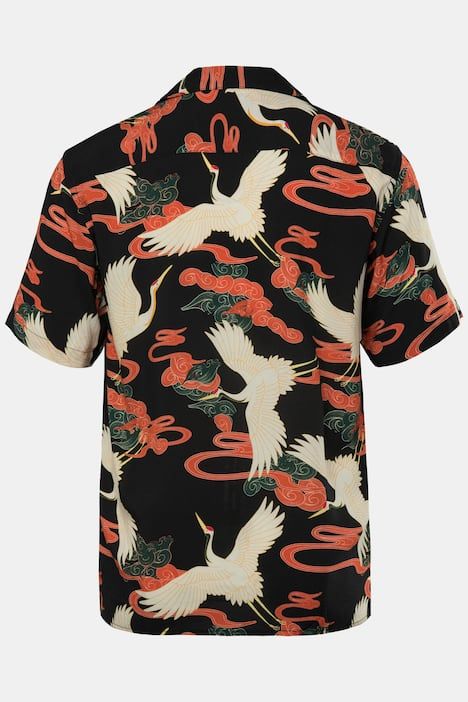 Chemise JP 1880 en viscose imprimé all-over, manches courtes, col cubain et coupe Cuba-Fit - jusqu'au 8 XL