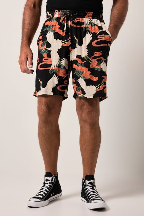 Bermuda JP 1880 en viscose, imprimé all-over, coupe Relaxed Fit - jusqu'au 8 XL