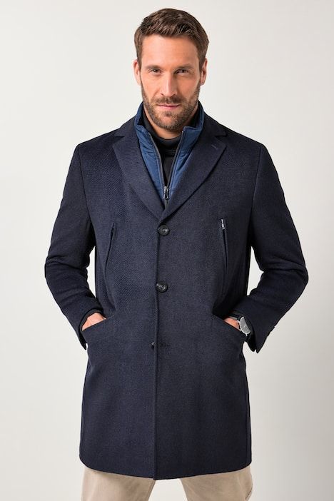 Manteau en laine mélangée JP 1880, finition FLEXNAMIC®, doublure et col à revers- jusqu'au 7 XL
