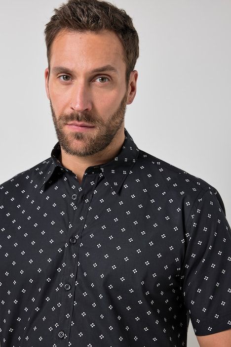 Chemise JP 1880 imprimé all-over, manches courtes et col kent, coupe Modern Fit - jusqu'au 8 XL