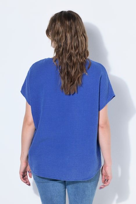 Blouse oversize, mousseline, décolleté en V