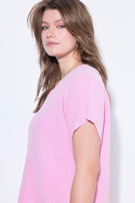 Blouse oversize, mousseline, décolleté en V