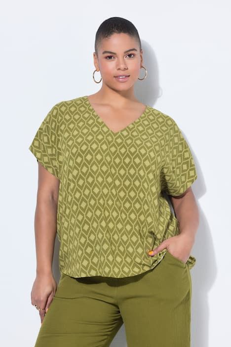 Blouse oversize, motif losanges