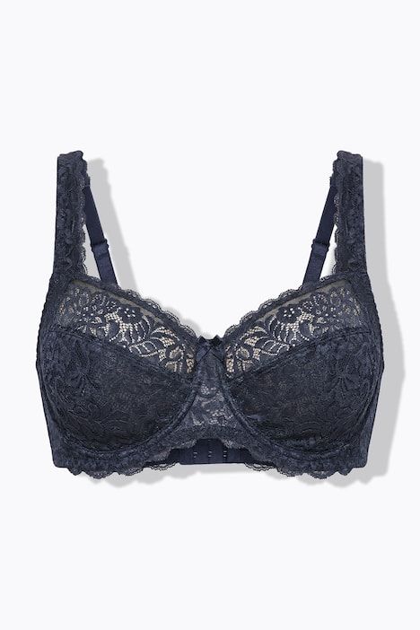 Soutien-gorge à armatures, dentelle florale, entièrement confectionné en dentelle, bonnet C-E