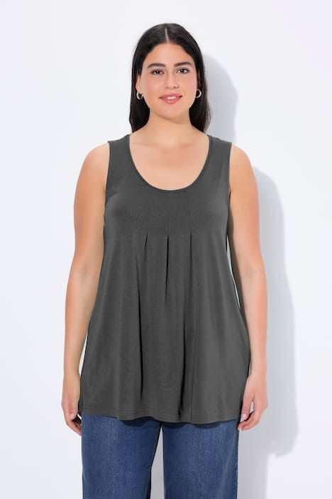 Débardeur en modal à jolis plis creux. Coupe évasée, encolure ronde et larges bretelles