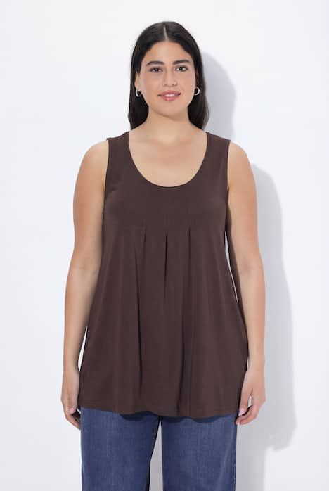 Débardeur en modal à jolis plis creux. Coupe évasée, encolure ronde et larges bretelles