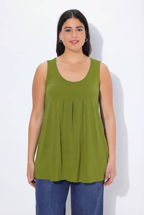 Débardeur en modal à jolis plis creux. Coupe évasée, encolure ronde et larges bretelles