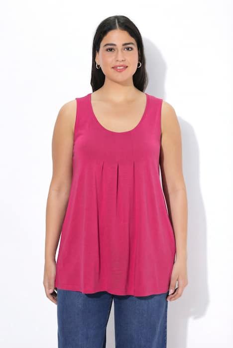 Débardeur en modal à jolis plis creux. Coupe évasée, encolure ronde et larges bretelles