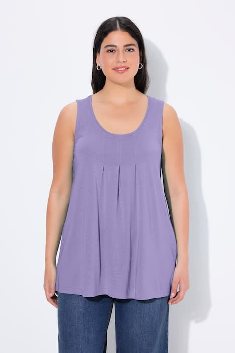 Débardeur en modal à jolis plis creux. Coupe évasée, encolure ronde et larges bretelles