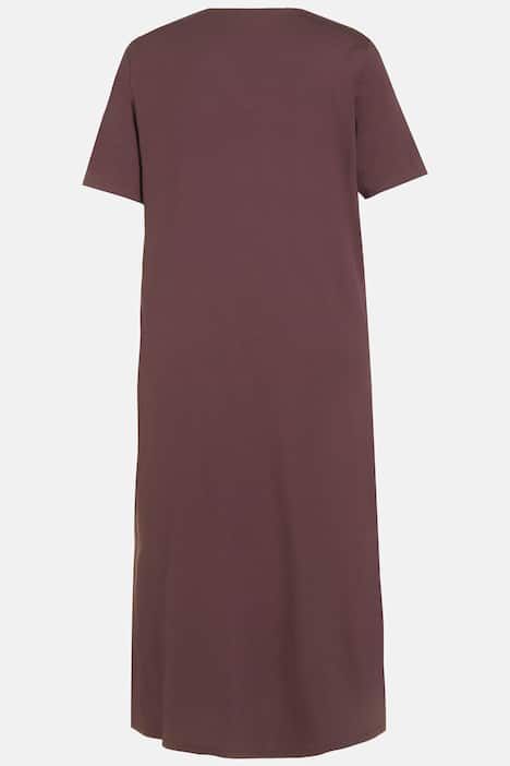 Chemise de nuit en modal mélangé, manches courtes et broderies ajourées