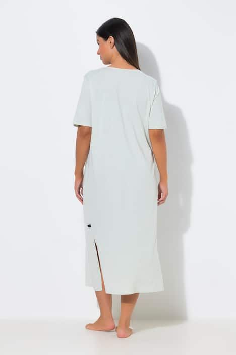 Chemise de nuit en modal mélangé, manches courtes et broderies ajourées