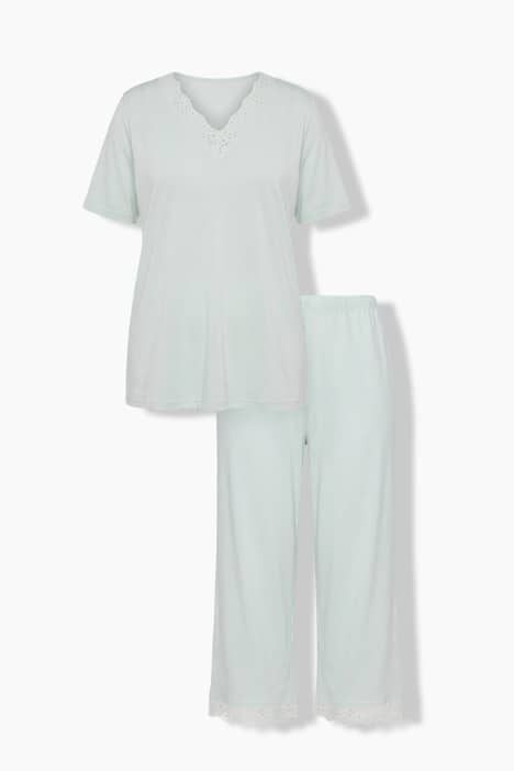 Pyjama en modal mélangé, T-shirt à manches courtes, broderie ajourée